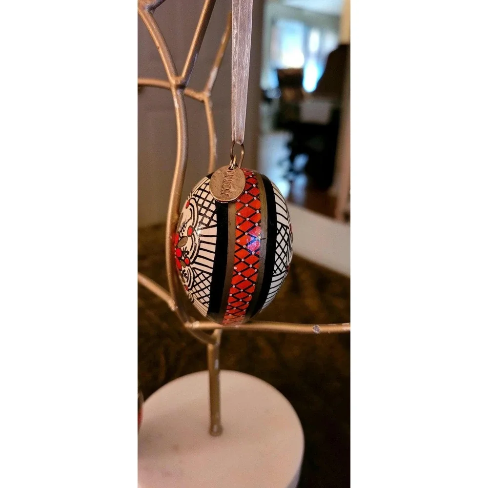 😎Vintage UNICEF Handmade Ukrainian Wood Egg Ornaments Traditional Folk‎ Art